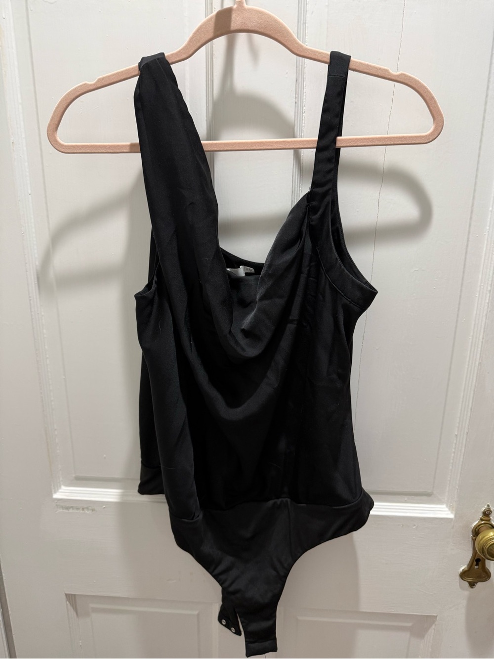 Astr Black Draped Cowl Neck Bodysuit
